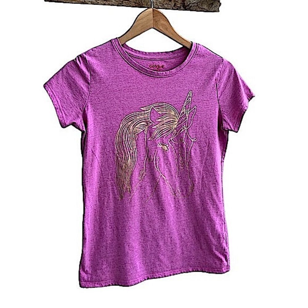 🌴 Cat & Jack Unicorn Heathers Pink Short Sleeve T-Shirt Girls XL(14-16) Pink